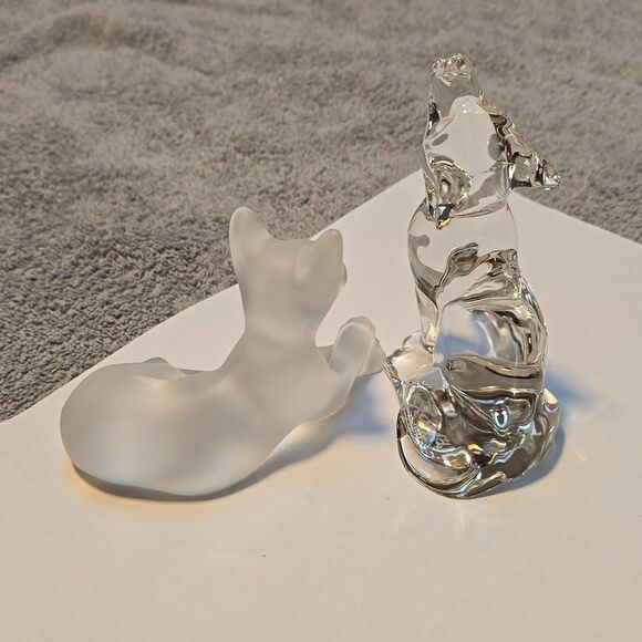 VTG Lenox 1994 Frosted & Clear Crystal Wolves Figurine Set – Howling & Resting - Picture 5 of 11